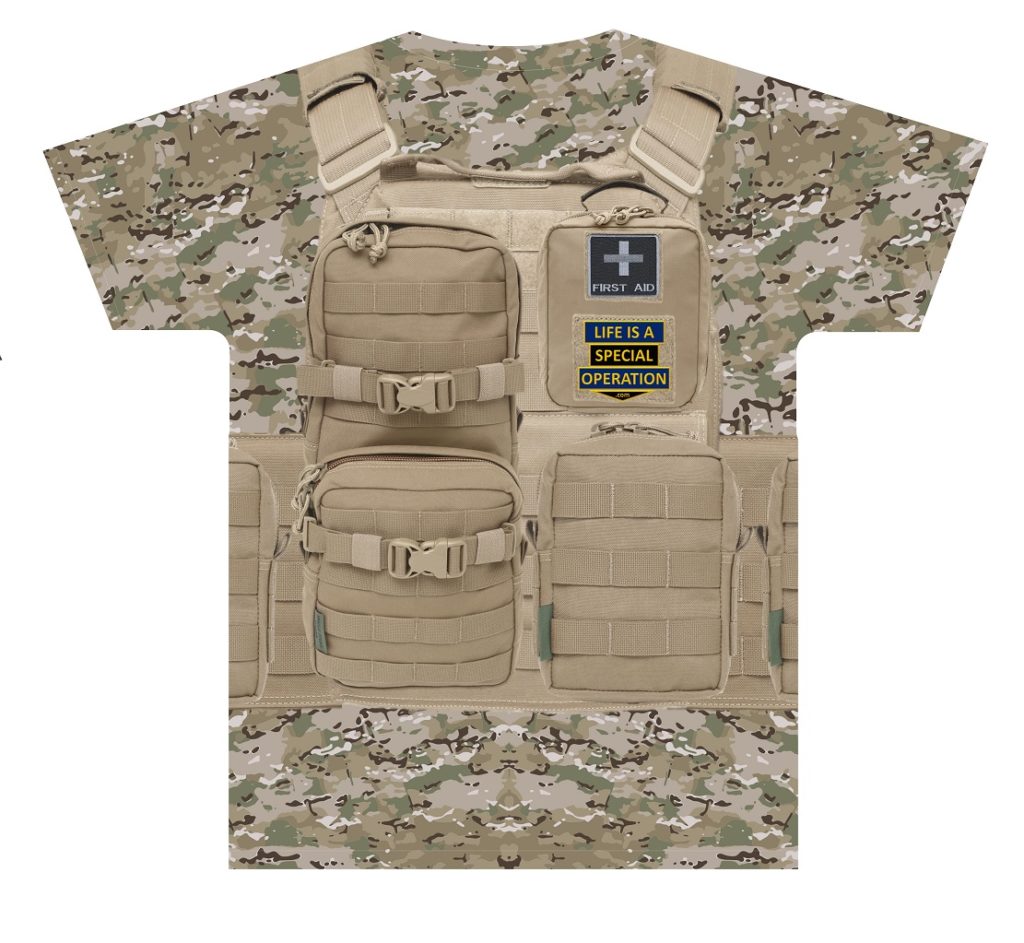 Multicam Body Armor T Shirt by Life is a Special Operation Back HD Mockup