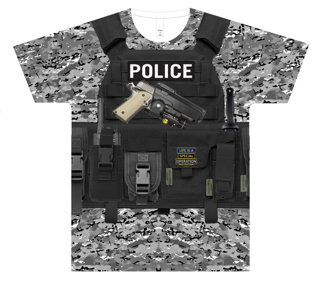 Police Body Armor T Shirt by Life is a Special Operation Front HD Mockup