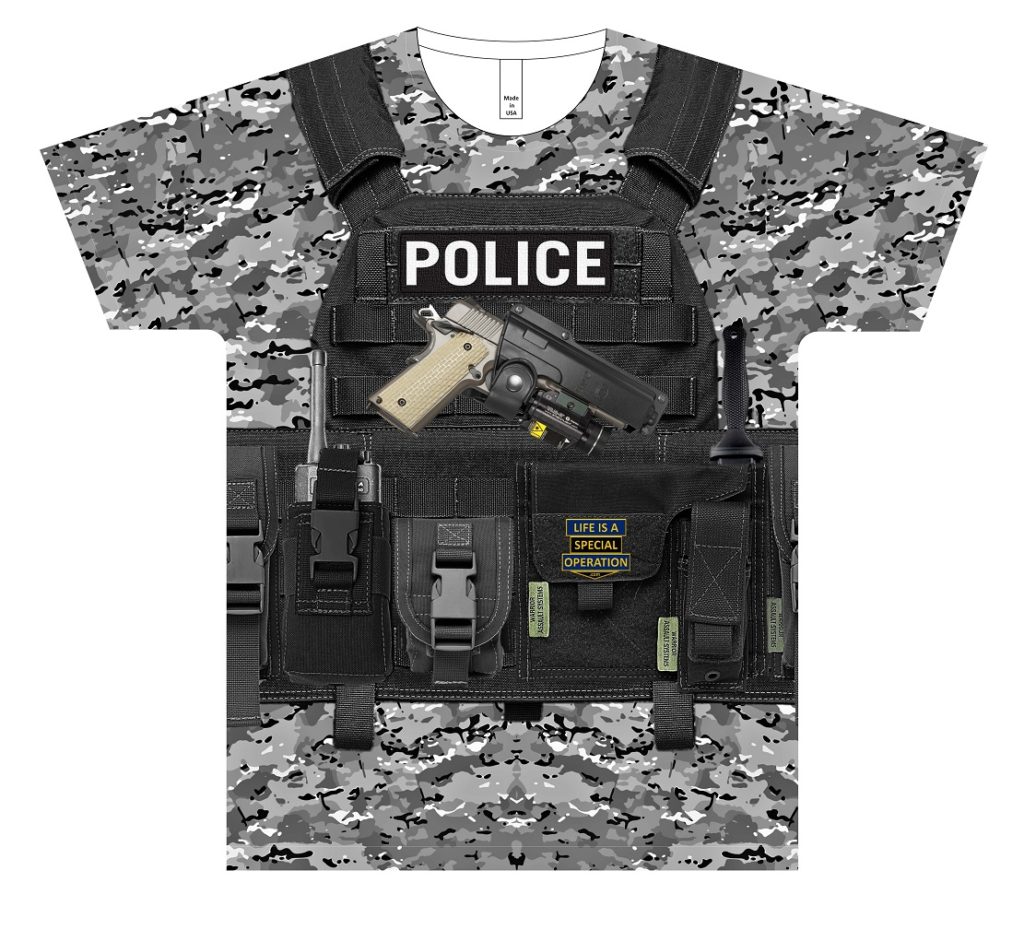 Police Body Armor T Shirt by Life is a Special Operation Front HD Mockup