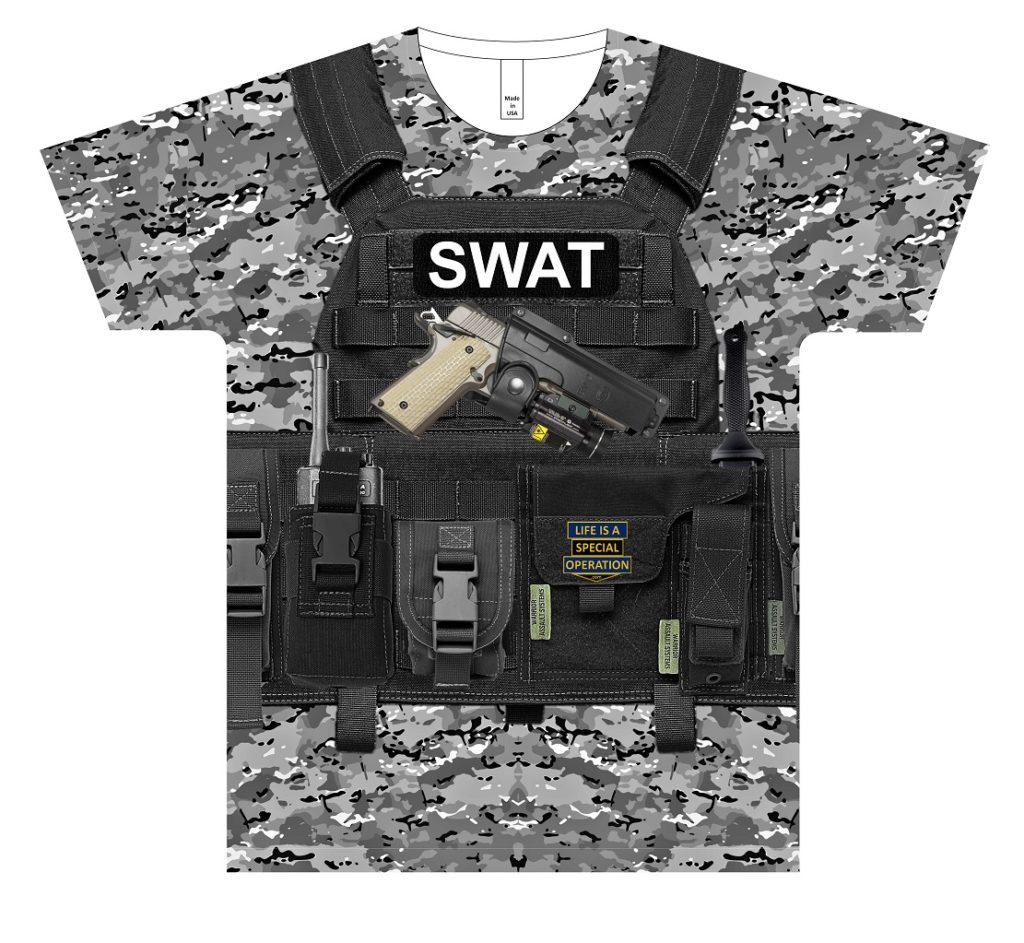 SWAT Body Armor T Shirt by Life is a Special Operation Front HD Mockup