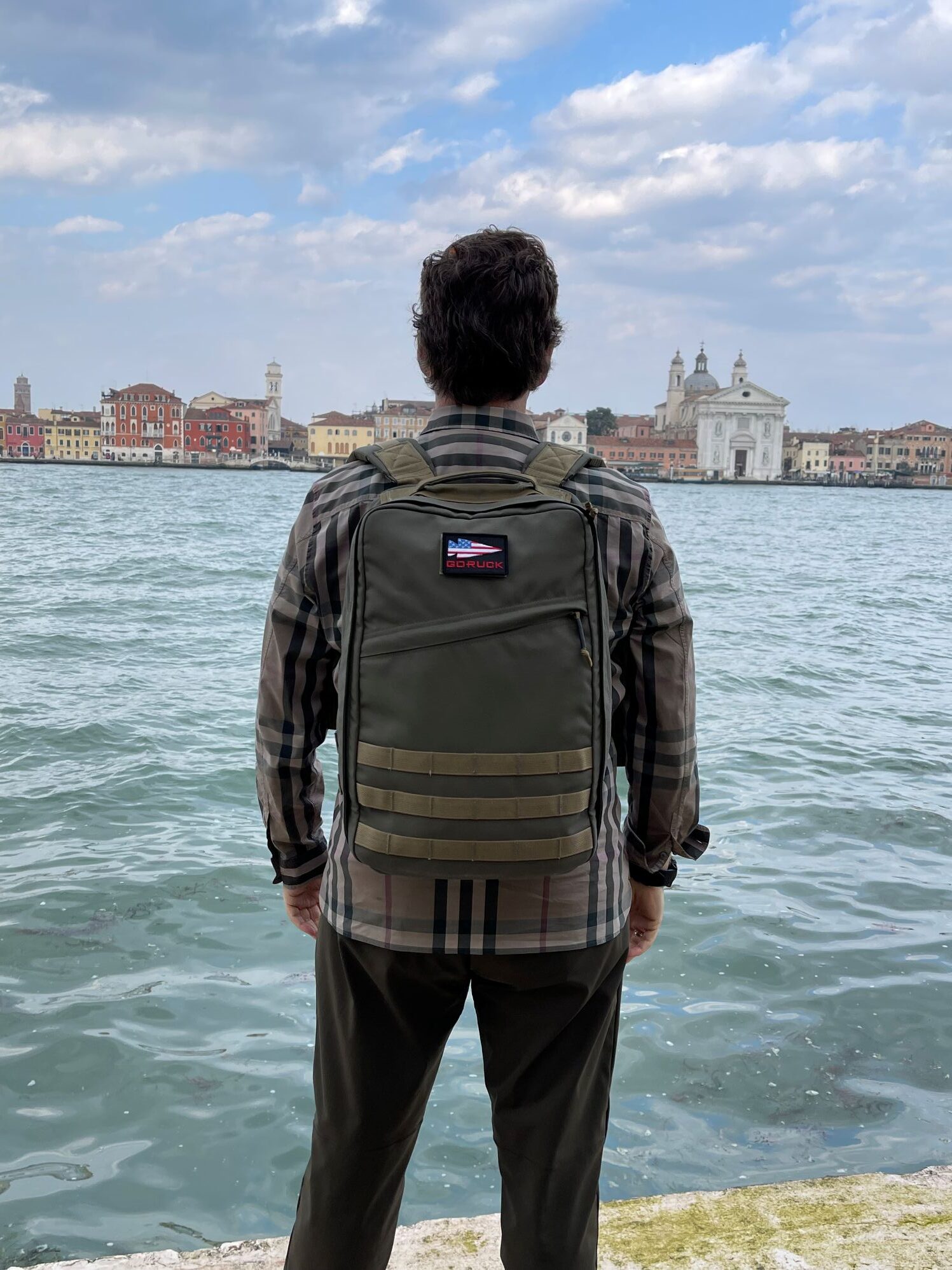 Christopher Littlestone wearing a GoRuck in Venice