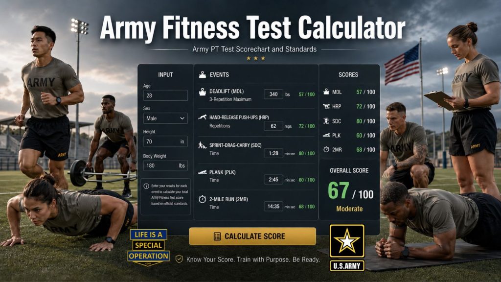 Army Fitness Test Calculator Army PT Test